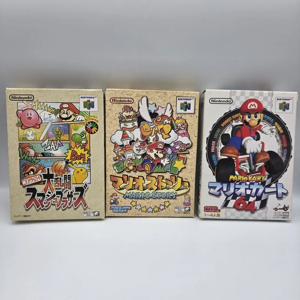 Nintendo 64 CIB Lot Japan Import Mario Kart 64 Smash Bros Paper Mario